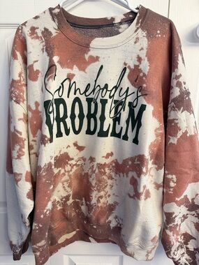 Somebody's Problem Tie-Dye Crewneck Sweatshirt - Brown & Cream